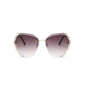 Oversized Rimless Rhinestone Sunglasses - SunsetFashionLA